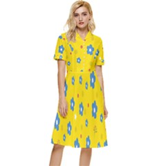  Flowers Spring Button Top Knee Length Dress by artworkshop