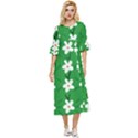 Flowers Art Pattern Floral Double Cuff Midi Dress View1