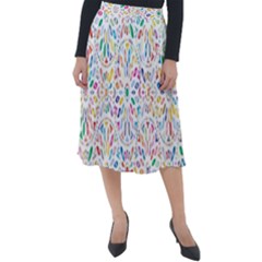 Flowery Floral Abstract Decorative Ornamental Classic Velour Midi Skirt  by artworkshop