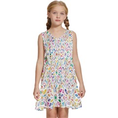 Flowery Floral Abstract Decorative Ornamental Kids  Sleeveless Tiered Mini Dress by artworkshop