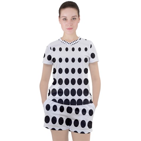 Halftone Pattern Dot Modern Retro Texture Circle Women s Tee And Shorts Set by artworkshop