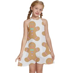 Happy Birthday Pattern Christmas Biscuits Pastries Kids  Halter Collar Waist Tie Chiffon Dress by artworkshop