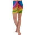  Rainbow Pattern Lines Kids  Lightweight Velour Capri Yoga Leggings View1