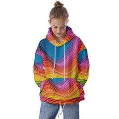  Rainbow Pattern Lines Kids  Oversized Hoodie by artworkshop