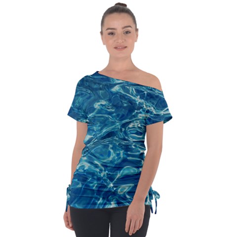 Surface Abstract Background Off Shoulder Tie-up Tee by artworkshop