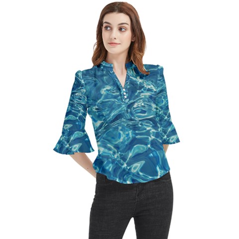 Surface Abstract Background Loose Horn Sleeve Chiffon Blouse by artworkshop