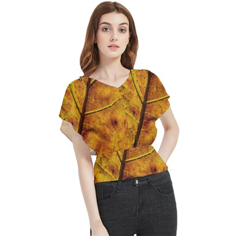 Leaf Leaf Veins Fall Butterfly Chiffon Blouse by artworkshop