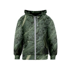 Leaves Water Drops Green  Kids  Zipper Hoodie by artworkshop