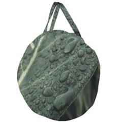 Leaves Water Drops Green  Giant Round Zipper Tote by artworkshop