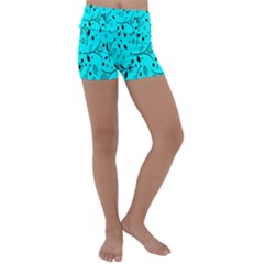 Flower Texture Textile Kids  Lightweight Velour Yoga Shorts by artworkshop