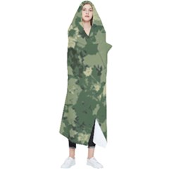 Green Leaves Camouflage Pattern Wearable Blanket by Wegoenart