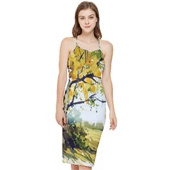 Landscape Painting Meadow Garden Bodycon Cross Back Summer Dress by Wegoenart