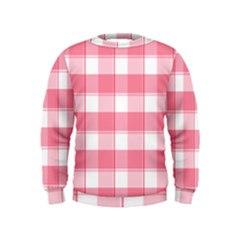 Pink And White Plaids Kids  Sweatshirt by ConteMonfrey