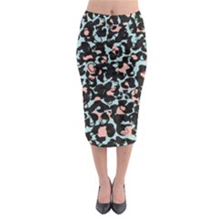 Blue And Pink Jaguar Dots Leopard Black And White Leopard Print Jaguar Dots Midi Pencil Skirt by ConteMonfrey