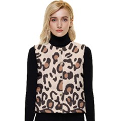 Leopard Jaguar Dots Women s Short Button Up Puffer Vest by ConteMonfrey