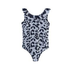 Grey And Black Jaguar Dots Kids  Frill Swimsuit by ConteMonfrey