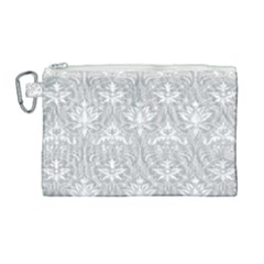 Grey Lace Decorative Ornament - Pattern 14th And 15th Century - Italy Vintage Canvas Cosmetic Bag (large) by ConteMonfrey