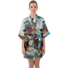 An Italian Neighborhood  Half Sleeve Satin Kimono  by ConteMonfrey