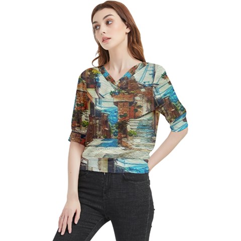 An Italian Neighborhood  Quarter Sleeve Blouse by ConteMonfrey