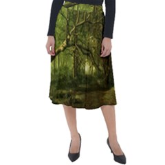 Nature Greenforest Trees Tree Landscape Classic Velour Midi Skirt  by Wegoenart