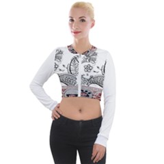 Im Fourth Dimension Black White 28 Long Sleeve Cropped Velvet Jacket