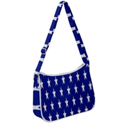 Banner-star Blue Zip Up Shoulder Bag by nateshop