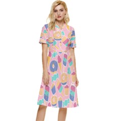 Ice-cream Button Top Knee Length Dress by nateshop