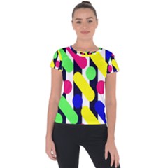 Illustration Geometric Form Circle Line Pattern Short Sleeve Sports Top  by Wegoenart