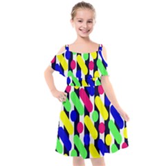 Illustration Geometric Form Circle Line Pattern Kids  Cut Out Shoulders Chiffon Dress by Wegoenart