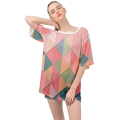 Illustration Pink Background Geometric Triangle Oversized Chiffon Top by Wegoenart