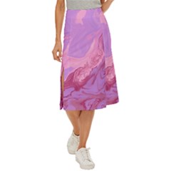 Illustration Art Pink Design Wallpaper Midi Panel Skirt by Wegoenart