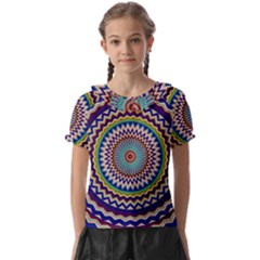 Illustration Kaleidoscope Geometric Circles Kids  Frill Chiffon Blouse by Wegoenart