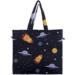 Cosmos Rocket Spaceships Ufo Canvas Travel Bag by Wegoenart