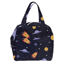 Cosmos Rocket Spaceships Ufo Boxy Hand Bag by Wegoenart