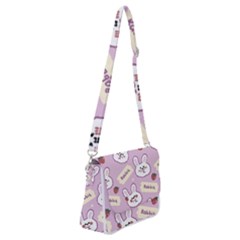 Illustration Rabbit Cartoon Background Pattern Shoulder Bag With Back Zipper