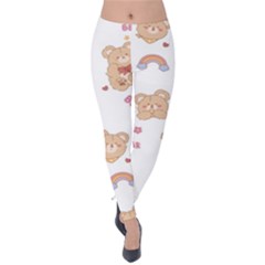 Illustrations Bear Cartoon Background Pattern Velvet Leggings by Sudhe