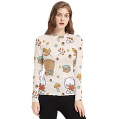 Illustration Bear Cartoon Background Pattern Women s Long Sleeve Rash Guard by Sudhe