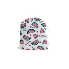 Illustration Watermelon Fruit Sweet Slicee Drawstring Pouch (small) by Sudhe