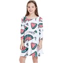 Illustration Watermelon Fruit Sweet Slicee Kids  Quarter Sleeve Skater Dress View1