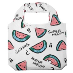 Illustration Watermelon Fruit Sweet Slicee Premium Foldable Grocery Recycle Bag by Sudhe