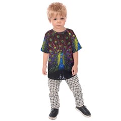 Beautiful Peacock Feather Kids  Raglan Tee