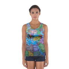Globe World Map Maps Europe Sport Tank Top 