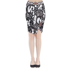 Im Fourth Dimension Black White 66 Midi Wrap Pencil Skirt by imanmulyana