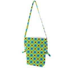 Abstract Pattern Tiles Square Design Modern Folding Shoulder Bag