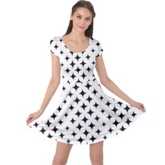 Pattern-whit Star Black Cap Sleeve Dress by nateshop