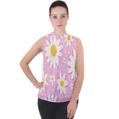 Sunflower Love Mock Neck Chiffon Sleeveless Top by designsbymallika