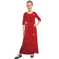 Stars-red Chrismast Kids  Quarter Sleeve Maxi Dress by nateshop