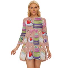 Illustration Seamless Pattern Standardize Long Sleeve Babydoll Dress by danenraven