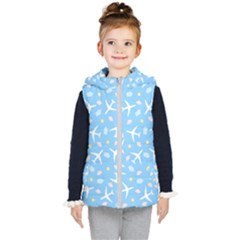 Plane Sky Background Pattern Kids  Hooded Puffer Vest by danenraven