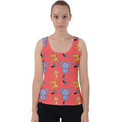 Illustration Elephant Cartoon Animal Monkey Velvet Tank Top by danenraven